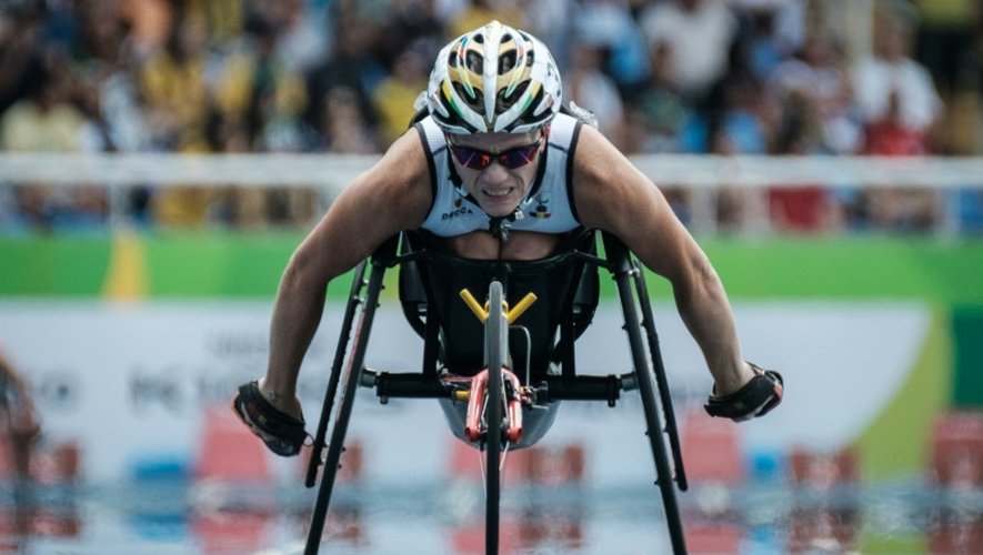 Marieke Vervoort lors de la finale du 400 m (T52) lors des Jeux paralympiques de Rio