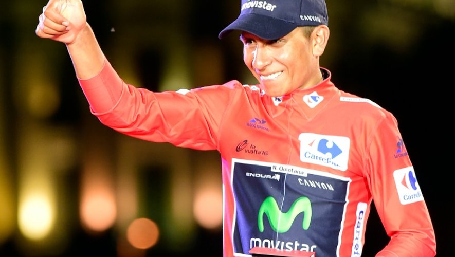 Nairo Quintana sur le podium de la Vuelta 2016, le 11 septembre 2016 à Madrid