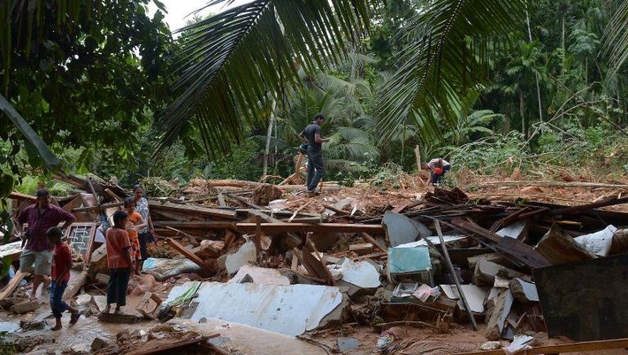 Une maison détruite par des pluies de mousson et des coulées de boue, le 3 juin 2014 au sud de Colombo