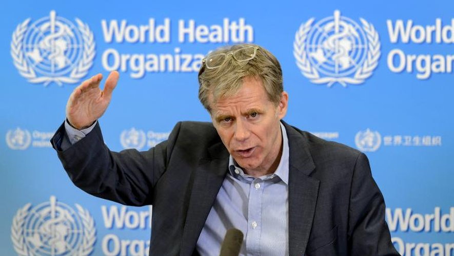 Le Dr Bruce Aylward, responsable de la réponse opérationnelle de l'OMS sur le virus Ebola, lors d'une conférence de presse, le 29 octobre 2014 à Genève