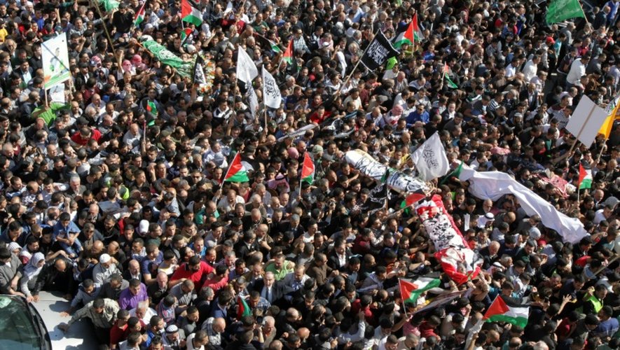 Enterrement de 5 Palestiniens à Hébron le 31 octobre 2015