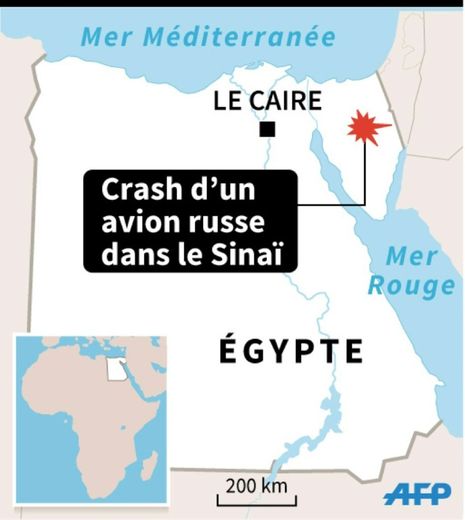 Localisation du crash d'un avion russe en Égypte