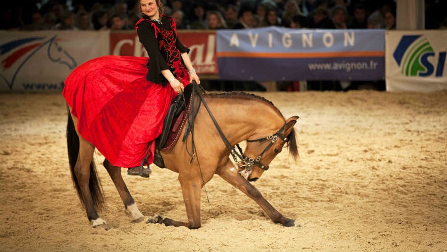 Accompagnée de ses chevaux Tzigano et Diabolico, Sarah Piller est en résidence d'artiste aux haras de Rodez.