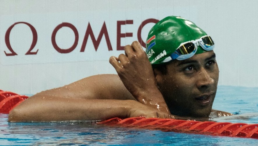 Le nageur sud-africain Achmat Hassiem après le 100 m nage libre (S10), le 13 septembre 2016 à Rio lors des Jeux paralympiques