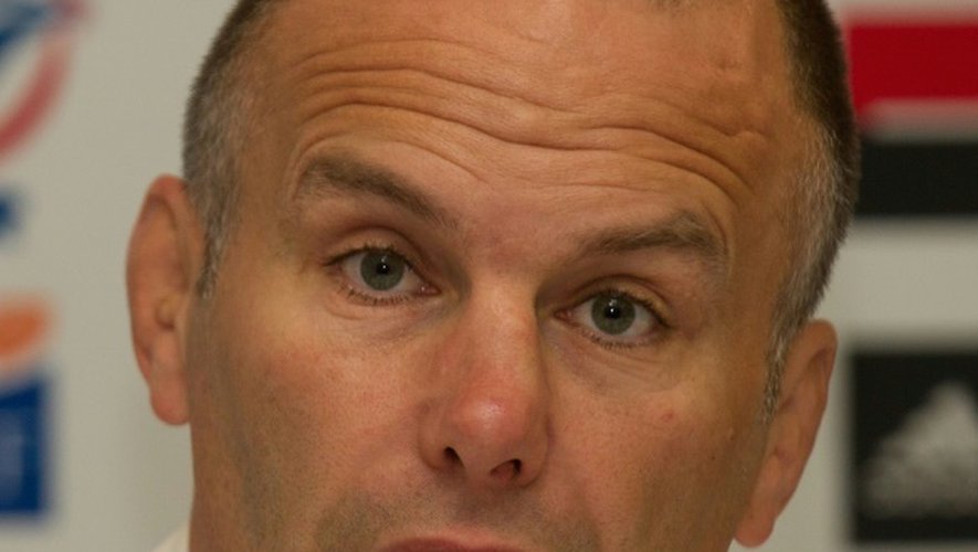 Yannick Bru, entraîneur des avants du XV de France, en conférence de prresse, le 21 juin 2013 à  New Plymouth (Nouvelle-Zélande)