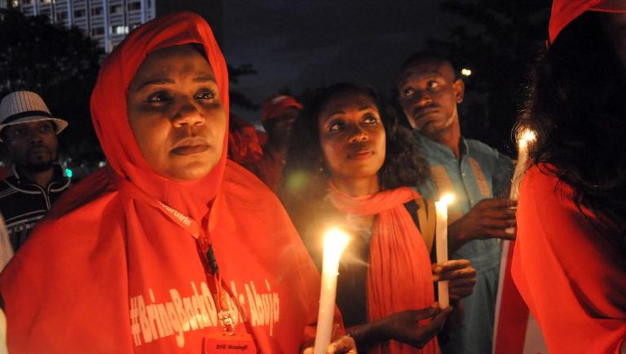 Manifestation à Abuja pour les jeunes filles enlevées par Boko Haram, le 12 octobre 2014, au Nigeria