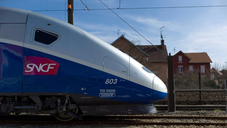 Une motrice de TGV à Belfort, le 22 mars 2013