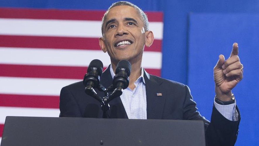Le président américain Barack Obama lors d'un meeting à Bridgeport dans l'Etat du Connecticut, le 2 novembre 2014