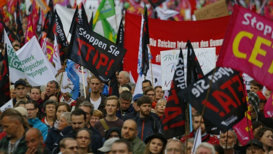 Manifestation contre le traité transatlantique (TTIP) à Berlin le 17 septembre 2016