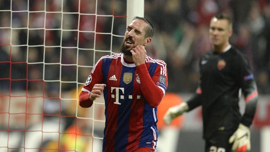 Le Français Franck Ribéry après avoir ouvert le score pour le Bayern Munich face àà l'AS Rome, le 5 novembre 2014 à Munich