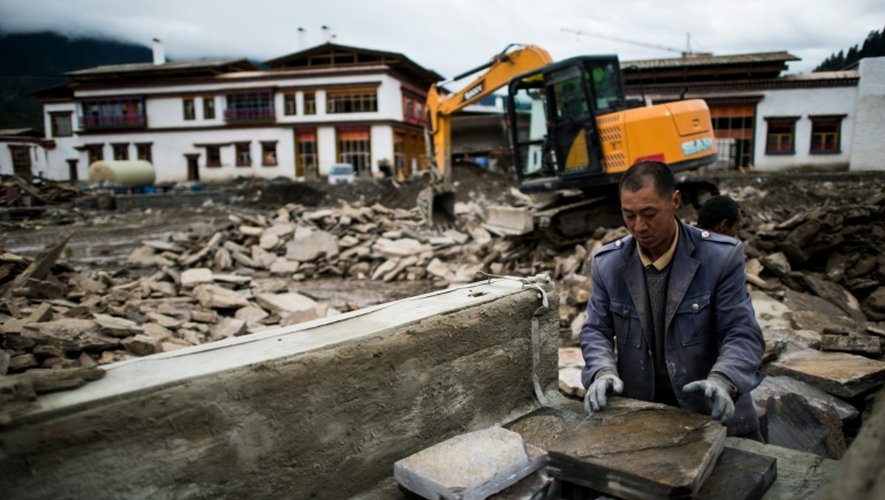 Un chantier près de l'hôtel Artel à Lulang près de Nyingchi dans la région autonome du Tibet en Chine le 13 septembre 2016