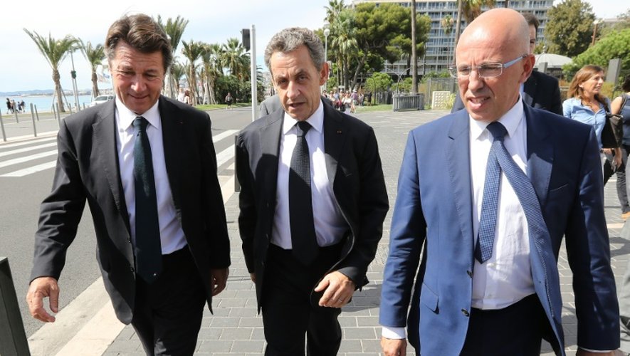 Nicolas Sarkozy entre Christian Estrosi et Eric Ciotti le 17 septembre 2016 à Nice