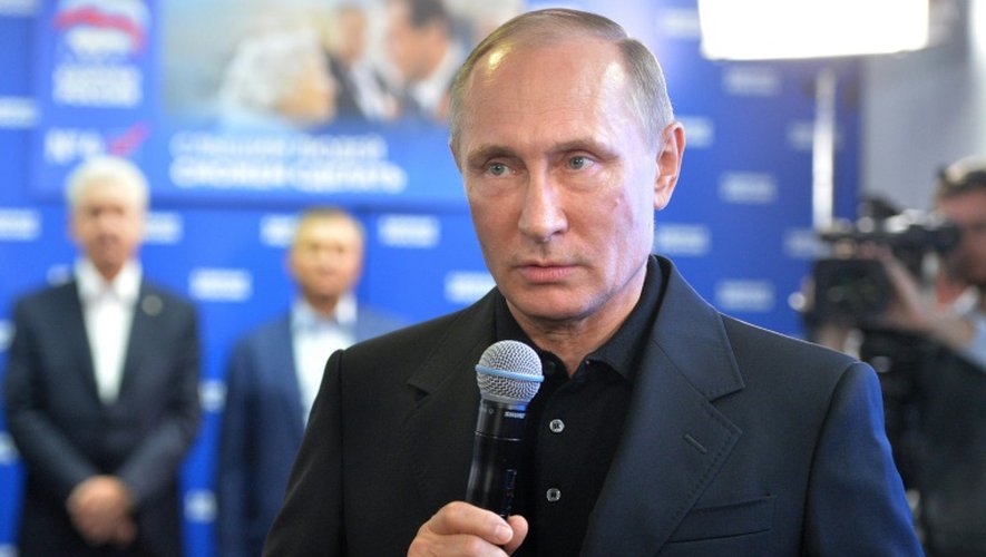 Le président russe Vladimir Poutine lors d'une visite au siège du parti Russie Unie le 18 septembre 2016 à Moscou