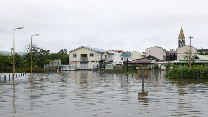 Vue partielle de la ville de Rivière Pilote après les fortes pluies de la nuit du 04 au 05 mai 2009