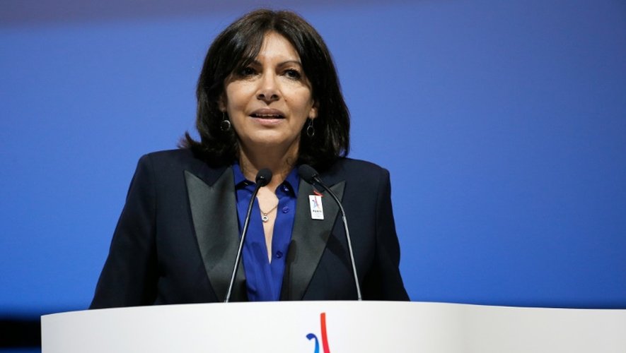 La maire de Paris Anne Hidalgo, lors de la présentation officielle de la candidature de la capitale pour les JO 2024, le 17 février 2016