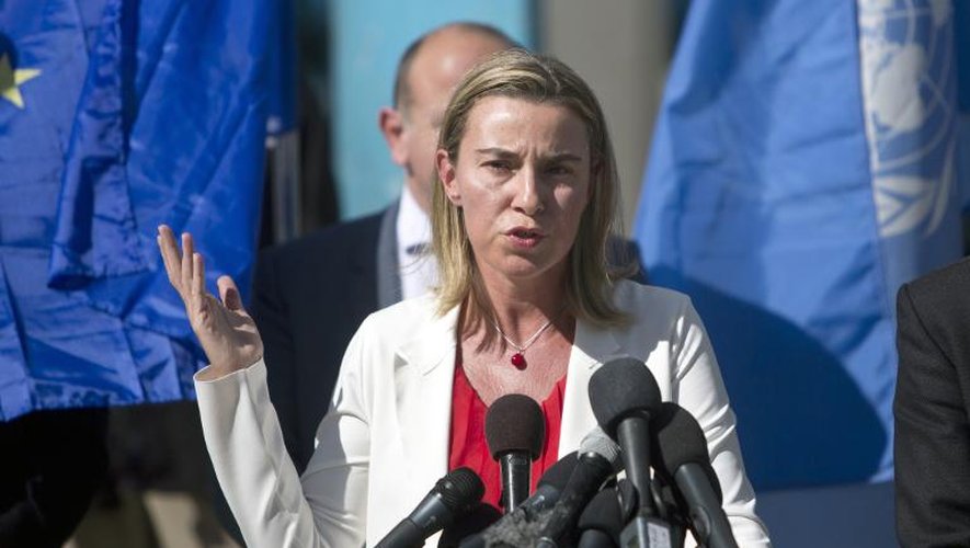 La chef de la diplomatie européenne Federica Mogherini s'exprime devant la presse à Gaza, le 8 novembre 2014