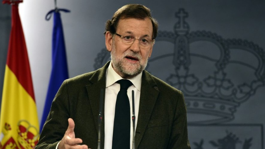 Le Premier ministre espagnol Mariano Rajoy, lors d'une conférence de presse, le 30 octobre 2015 à Madrid