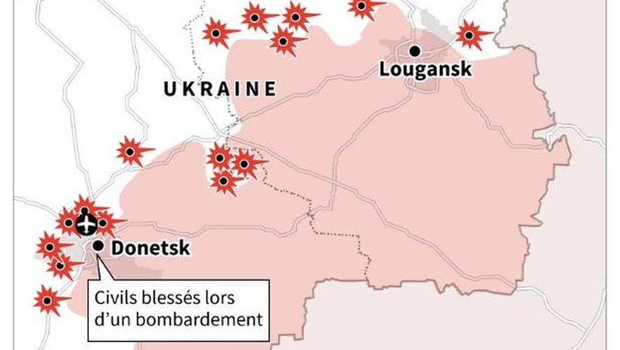 Carte de l'Ukraine, réalisée le 7 novembre, avec derniers affrontements
