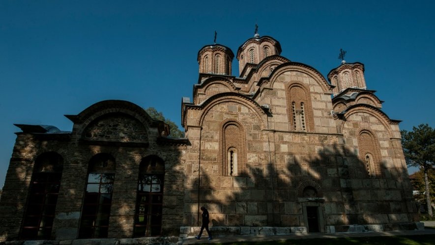 Le monastère de Gracanica, l'un des quatre sites de l'Eglise orthodoxe serbe classés au patrimoine mondial de l'humanité, le 7 novembre 2015 à Granica au Kosovo