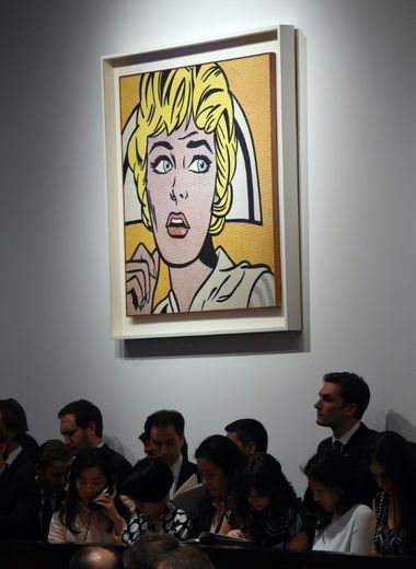La toile "Nurse" de Roy Lichtenstein mise aux enchères chez Christie's à New York, le 9 novembre 2015
