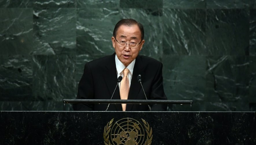 Le secrétaire général de l'ONU Ban Ki-moon, lors de l'ouverture de la session annuelle de l’Assemblée générale de l'ONU, le 20 septembre 2016, à New York