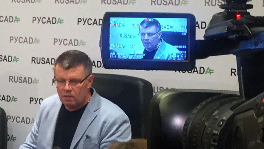 Le chef de l'Agence russe antidopage (Rusada), Nikita Kamaev, en conférence de presse à Moscou, le 10 novembre 2015