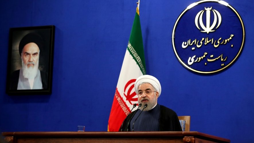 Le président iranien Hassan Rohani lors d'une conférence de presse à Téhéran le 29 août 2015