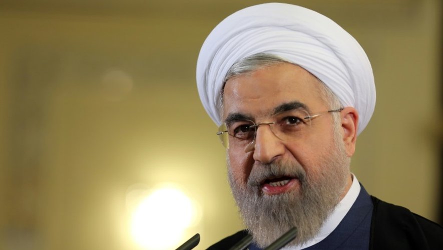 Le président iranien Hassan Rohani lors d'une conférence de presse à Téhéran le 3 avril 2015
