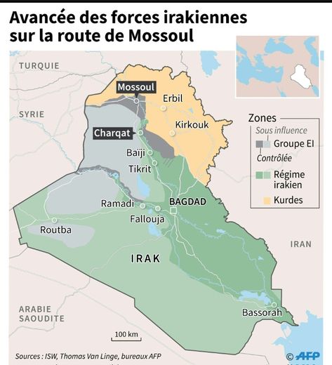 Avancée des forces irakiennes sur la route de Mossoul
