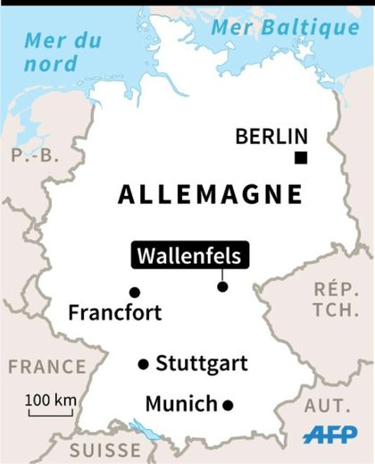 Carte d'Allemagne localisant Wallenfels où les restes de 8 bébés ont été retrouvés