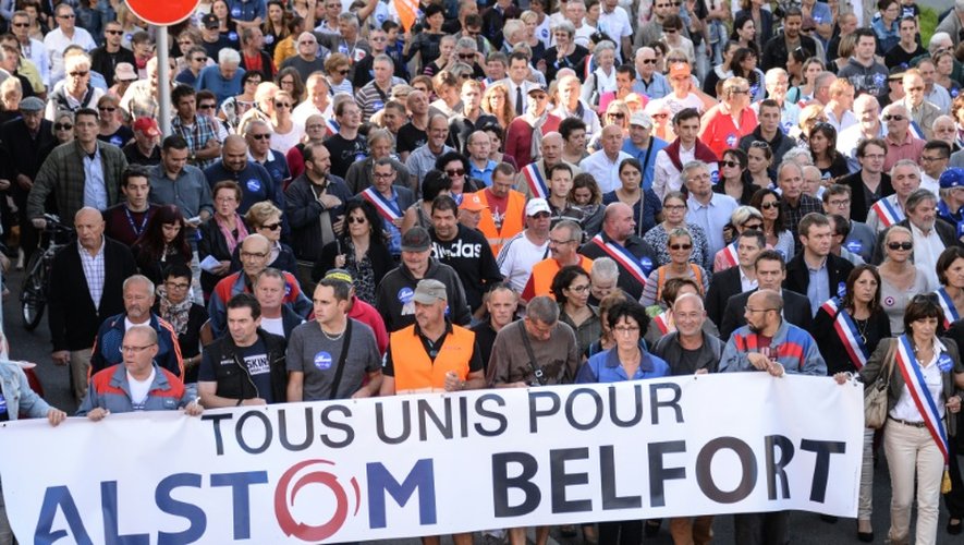 Manifestation d'opposants à la fermeture du site d'Alstom, le 24 septembre 2016 à Belfort