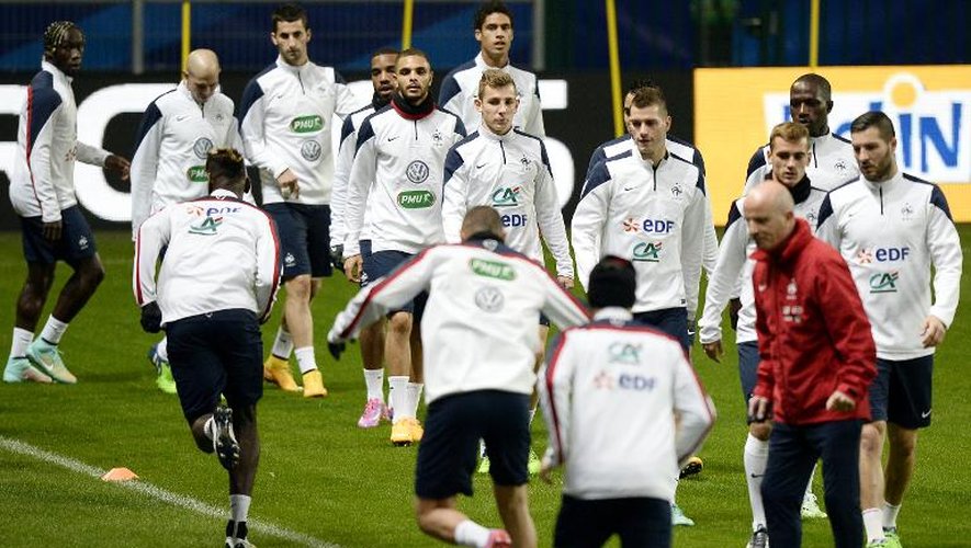 Les joueurs français à l'entraînement à Rennes, le 13 novembre 2014