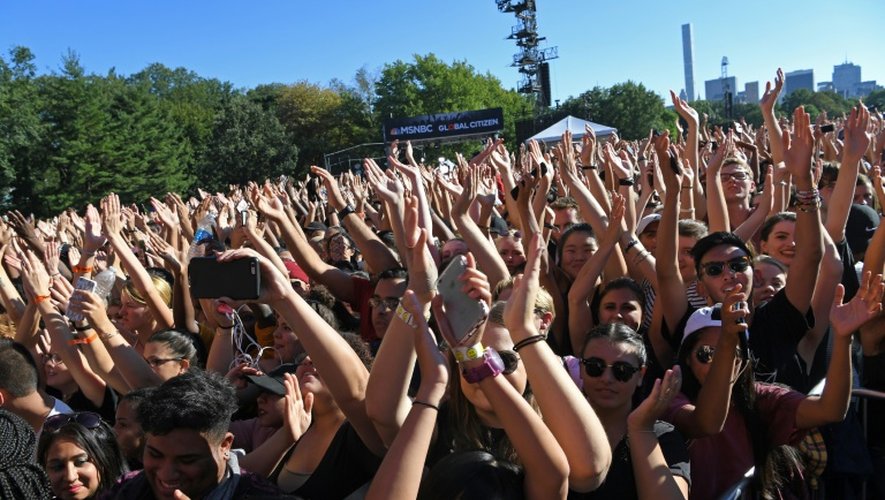 La foule des spectateurs lors du "Global Citizen Festival" le 24 septembre 2016 à New York