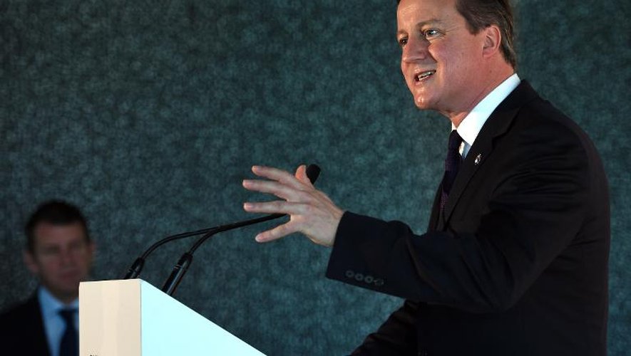 Le Premier ministre britannique David Cameron lors d'une réunion à Sydney à son arrivée en Australie pour le sommet du G20, le 14 novembre 2014