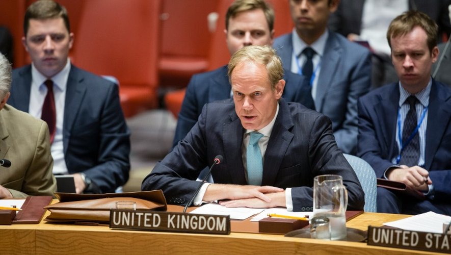 L'ambassadeur britannique aux Nations Unies, Matthew Rycroft, fait une déclaration lors d'une réunion du Conseil de sécurité sur la situation en Syrie, le 25 septembre 2016 à New York