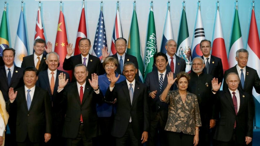 Photo de famille des participants au sommet du G20, le 15 novembre 2015 à Antalya, en Turquie