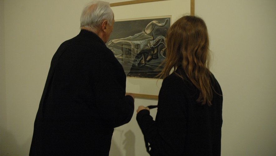 Rodez : Pierre Soulages visite l'expo "Dans l'atelier d'Aldo Crommenlynck"
