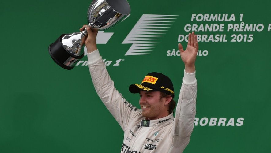 Le pilote Mercedes-AMG Nico Rosberg, vainqueur du GP du Brésil sur le circuit d'Interlagos, le 15 novembre 2015 à Sao Paulo