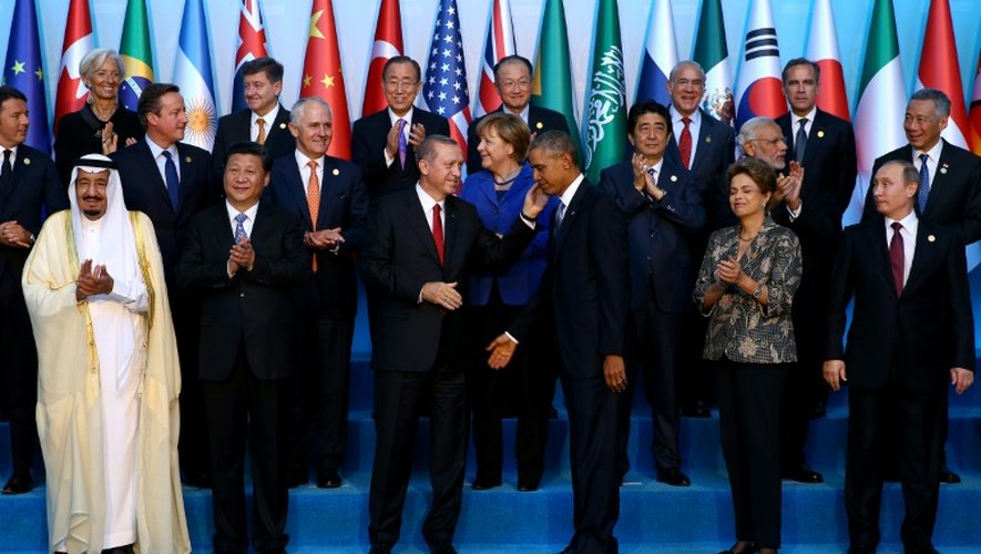 Photo de famille des dirigeants du G20 réunis le 15 novembre 2015 à Antalya, en Turquie