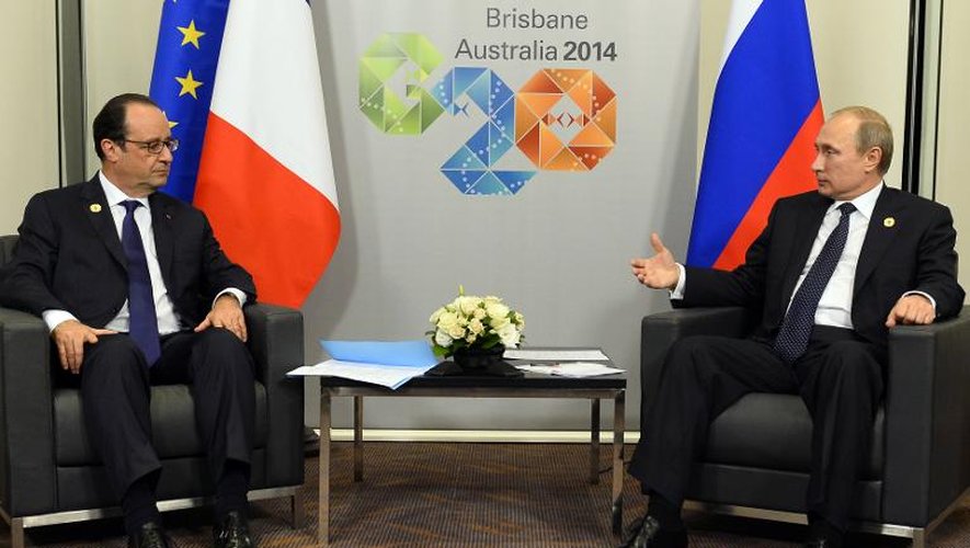 Francois Hollande et Vladimir Poutine  le 15 novembre 2014 à  Brisbane