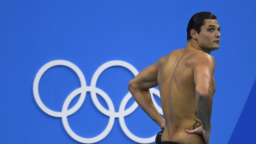 Le nageur français Florent Manaudou à l'issue de la finale du 50 m nage libre, le 12 août 2016 à Rio