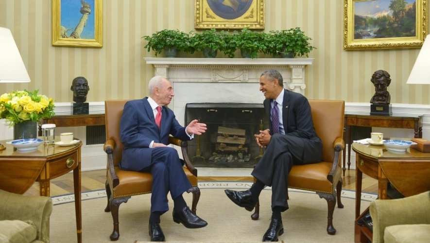 Shimon Peres reçu à la Maiosn Blanche par le président américain Barack Obama le 25 juin 2014