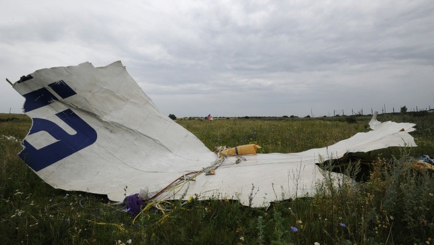 Des débris du Boeing 777 du vol  MH17 de la Malaysia Airlines, le 18 juillet 2014 à Shaktarsk en Ukraine