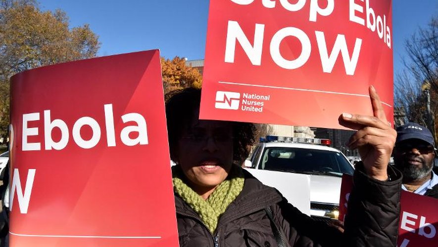 Manifestation d'infirmières aux Etats-Unis le 12 novembre 2014 pour demander de meilleurs équipements de protection contre le virus Ebola