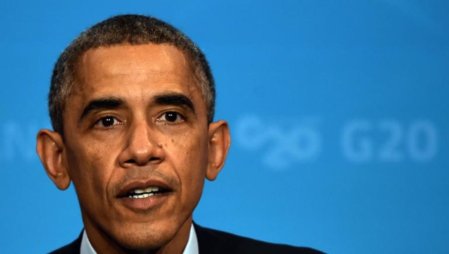 Le président des Etats-Unis Barack Obama en conférence de presse au sommet du G20 de Brisbane, en Australie, le 16 novembre 2014