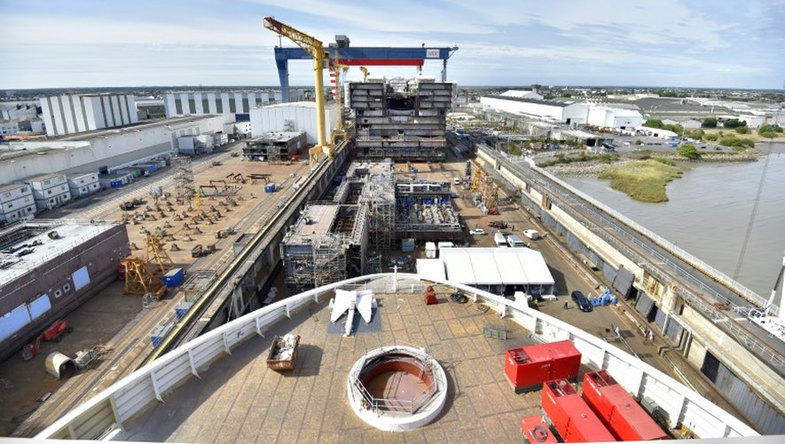 Le futur paquebot Oasis 4 en construction sur le chantier naval STX de Saint-Nazaire (Loire-Atlantique), le 2 septembre 2016.