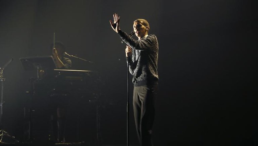 Le chanteur Stromae sur la scène de Bercy, à Paris, le 17 novembre 2014