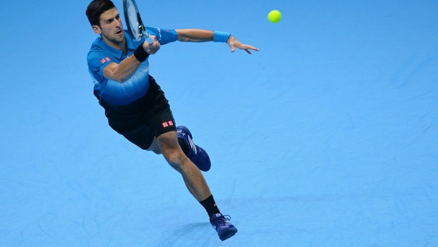 Novak Djokovic face au Tchèque Tomas Berdych au 
Masters final, le 19 novembre 2015 à Londres