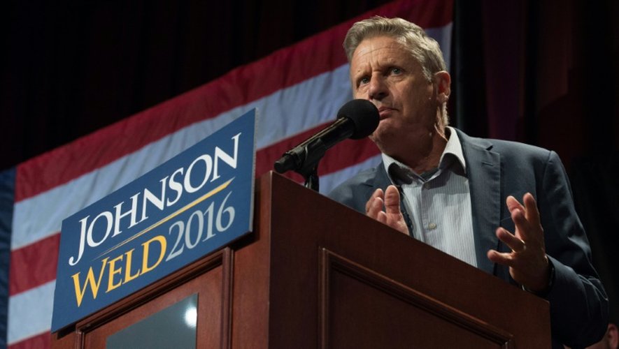 Gary Johnson, le candidat libertarien lors d'un discours à New York, le 10 septembre 2016