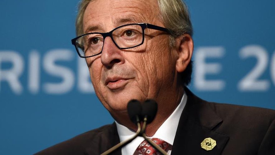 Le président de la Commission européenne Jean-Claude Juncker lors d'une conférence de presse au sommet du G20 à Brisbane, le 15 novembre 2014